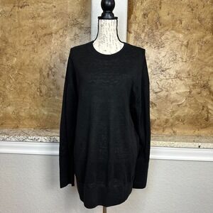 COS Black Long Sleeve Lightweight Knit Sweater Top Minimalist Small Linen Blend